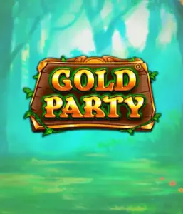 Step into the magical forest of the Gold Party game by Pragmatic Play, featuring a beautifully designed wooden sign adorned with golden letters. The setting is a green forest adding a touch of enchantment to the slot's theme. Ideal for those who enjoy magical and nature-inspired games, offering a delightful escape. 